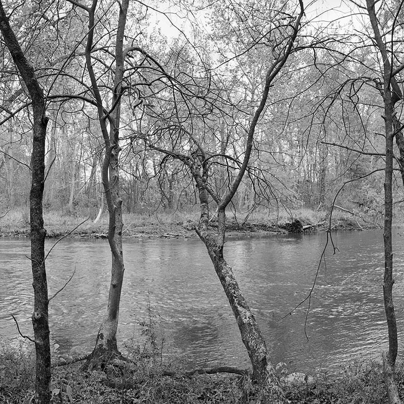 On the bank of the Cuyahoga River near Boston Store